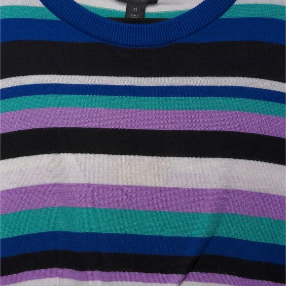 Halogen (Nordstrom) Crew Neck Sweater Blue- Lavender Multi Stripe XL New - Picture 2 of 11